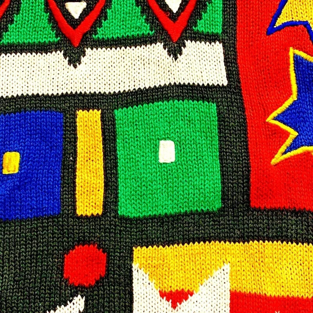 90’s Vtg L Coogi Style Color Block Hip Hop Colorful Loud Ugly Oversized Sweater